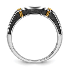 IBGoodman 10k Two-tone Men's Polished Satin and Grooved 5-Stone Ring Mounting