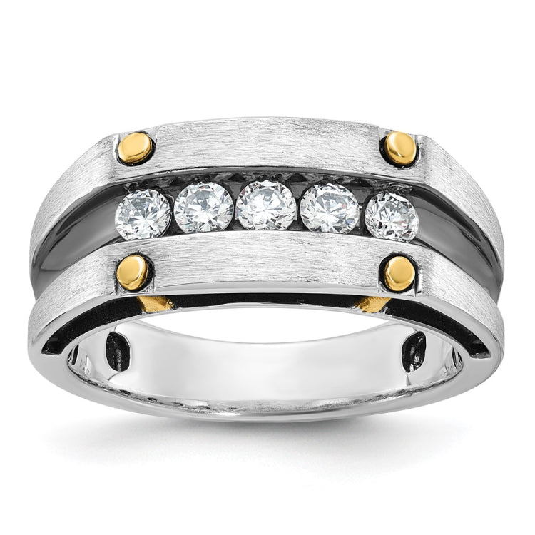 Men's WG Band with YG Accent and Soft Satin Finish Mounting