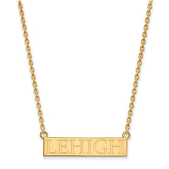 10k Gold LogoArt Lehigh University Large Bar Pendant 18 inch Necklace