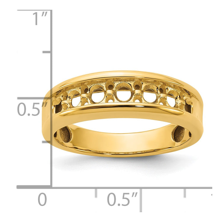 LDS YG DIAMOND BAND--GEM ON GEM WITH WHITE RHOD CTR PANEL Mounting