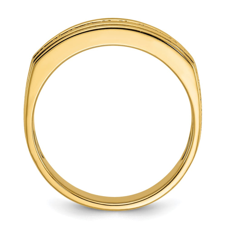 IBGoodman 14k Men's Polished and Satin Square 10-Stone 1/2 Carat Lab Grown Diamond Ring