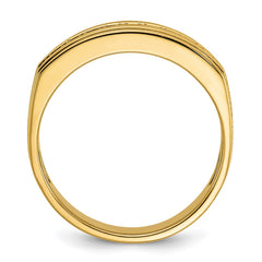 IBGoodman 14k Men's Polished and Satin Square 10-Stone 1/2 Carat Lab Grown Diamond Ring