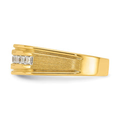IBGoodman 14k Men's Polished and Satin Square 10-Stone 1/2 Carat Lab Grown Diamond Ring