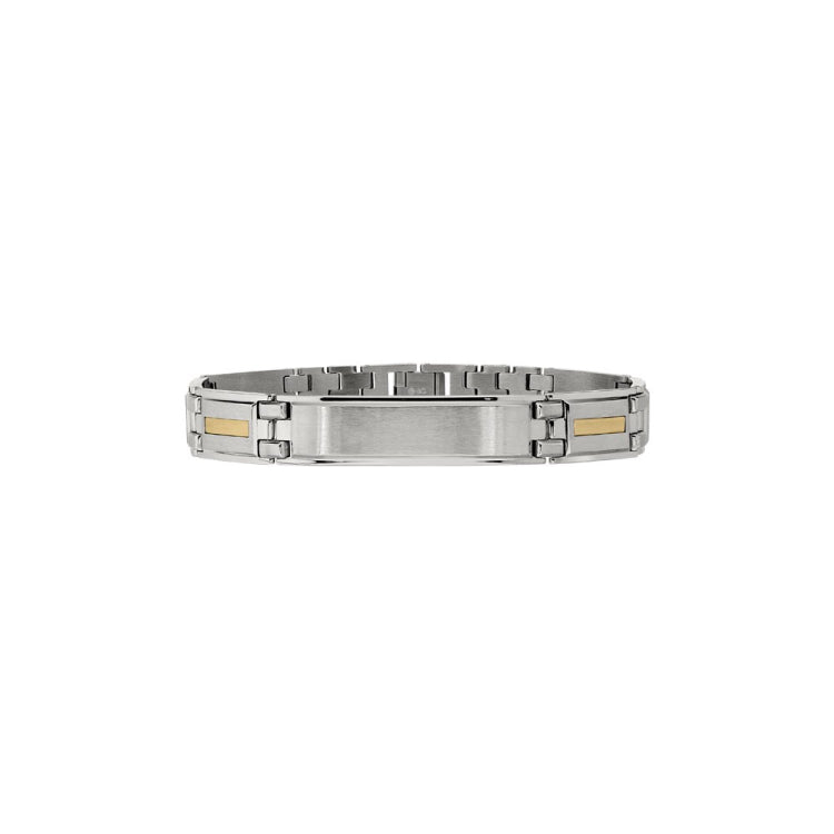 IBGoodman Stainless Steel with 10K Gold Accent 8.75 inch Link Bracelet