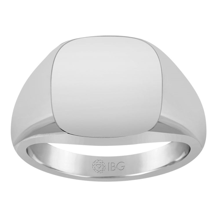 14kw 14mm x 14mm cushion face signet ring.