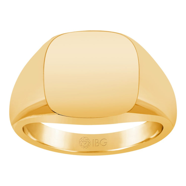 YELLOW GOLD CUSHION SIGNET RING 14X14 Mounting