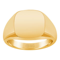 YELLOW GOLD CUSHION SIGNET RING 14X14 Mounting