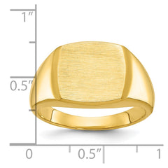 YELLOW GOLD CUSHION SIGNET RING 14X14 Mounting