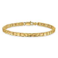 14K Polished 4mm Diamond-Cut Squares 7.25 inch Bracelet