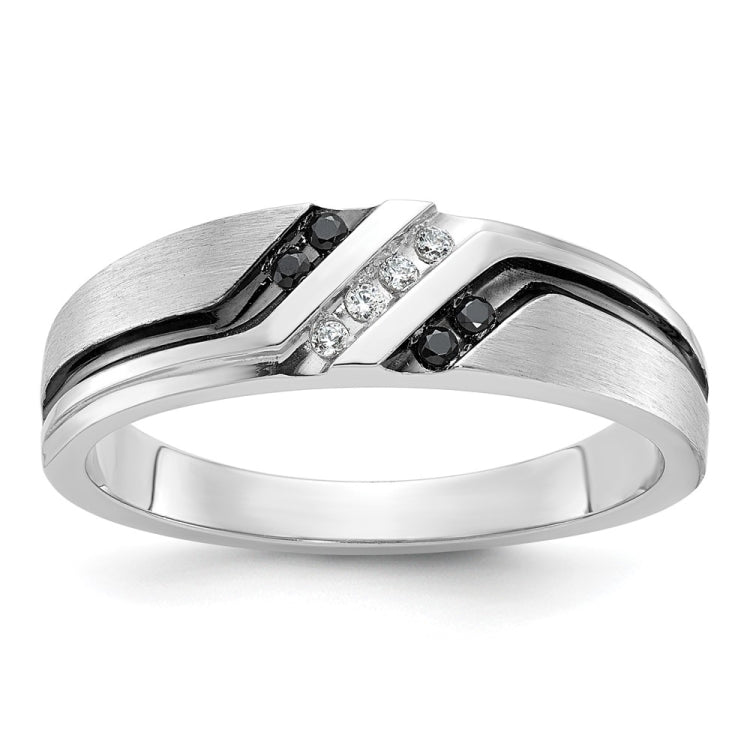 IBGoodman 10k White Gold Men's Polished Satin and Grooved Ring Mounting