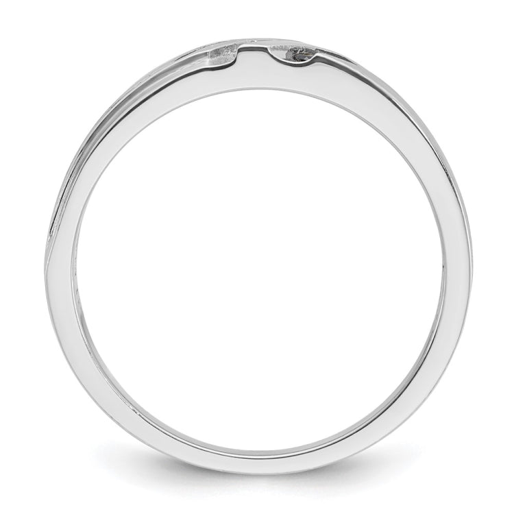 IBGoodman 10k White Gold Men's Polished Satin and Grooved Ring Mounting