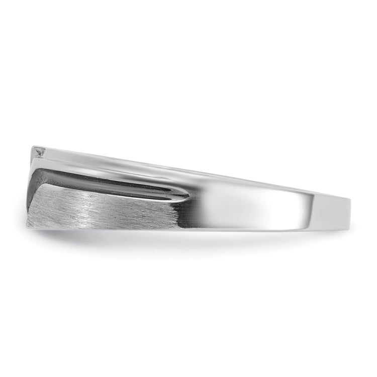 IBGoodman 10k White Gold Men's Polished Satin and Grooved Ring Mounting
