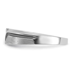 IBGoodman 10k White Gold Men's Polished Satin and Grooved Ring Mounting