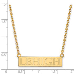 14k Gold LogoArt Lehigh University Large Bar Pendant 18 inch Necklace