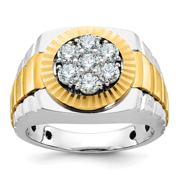Men's Two-tone Cluster Ring  (yellow parts/bezel) Mounting