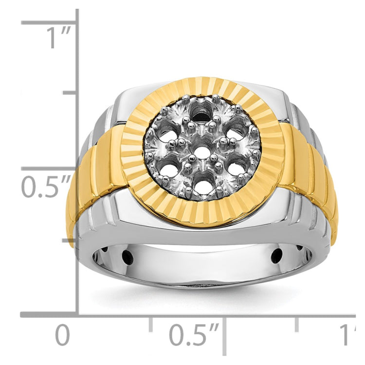 Men's Two-tone Cluster Ring  (yellow parts/bezel) Mounting