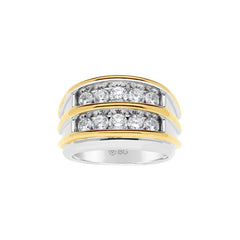 14k Men's Two-tone Gold Double Row Diamond Ring