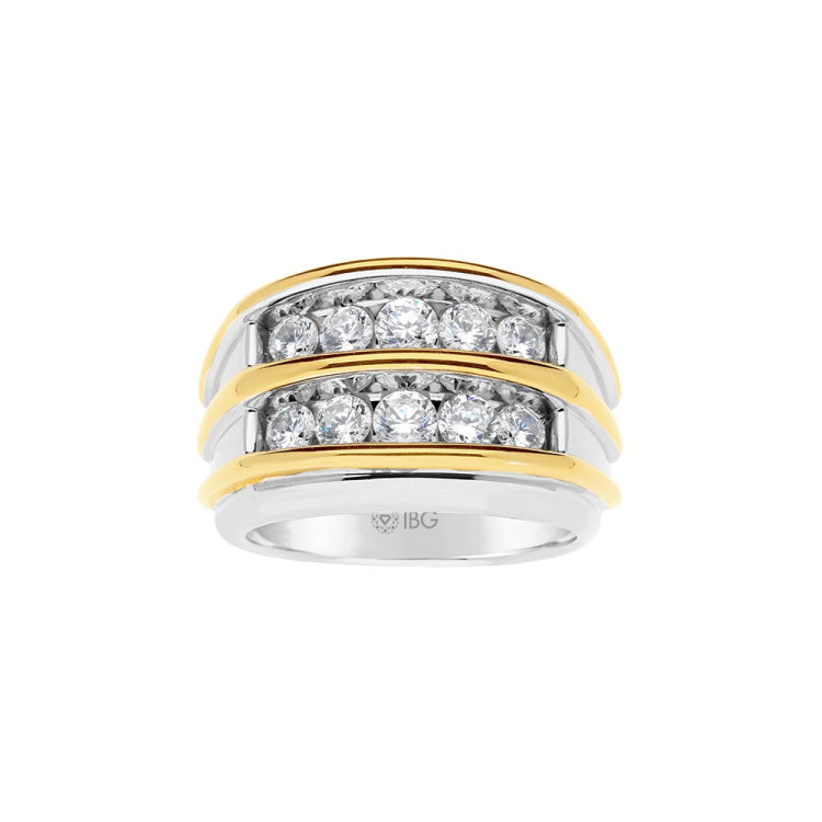 14k Men's Two-tone Gold Double Row Mounting