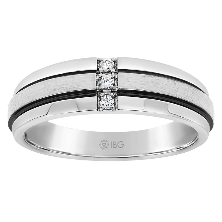 Men's White Gold .06ct tw Diamond Wedding Band