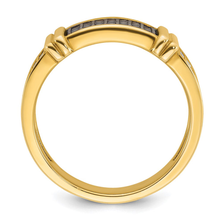 GENTS YELLOW GOLD BLACK & WHITE DIA BAND Mounting