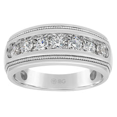 14k White Gold IBGoodman Men's Polished and Milgrain Ring Mounting