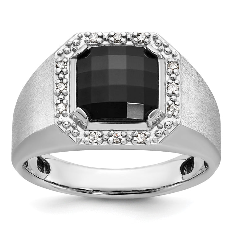 White ONYX RING WITH DIAMOND ACCENTS Mounting