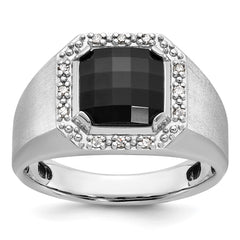 White ONYX RING WITH DIAMOND ACCENTS Mounting