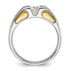 10k Two-tone IBGoodman Men's Polished and Satin Ring Mounting