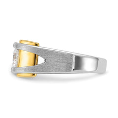 IBGoodman 10k Two-tone Men's Polished and Satin 1 Carat A Quality Diamond Ring