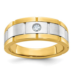 Men's TT .10ct Diamond Solitaire Band with Satin Finish Accent Mounting