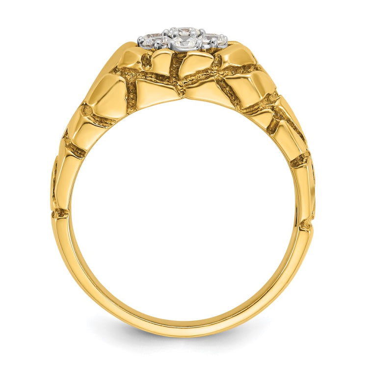 14k Two-tone IBGoodman Men's Diamond Nugget Cluster Complete Ring