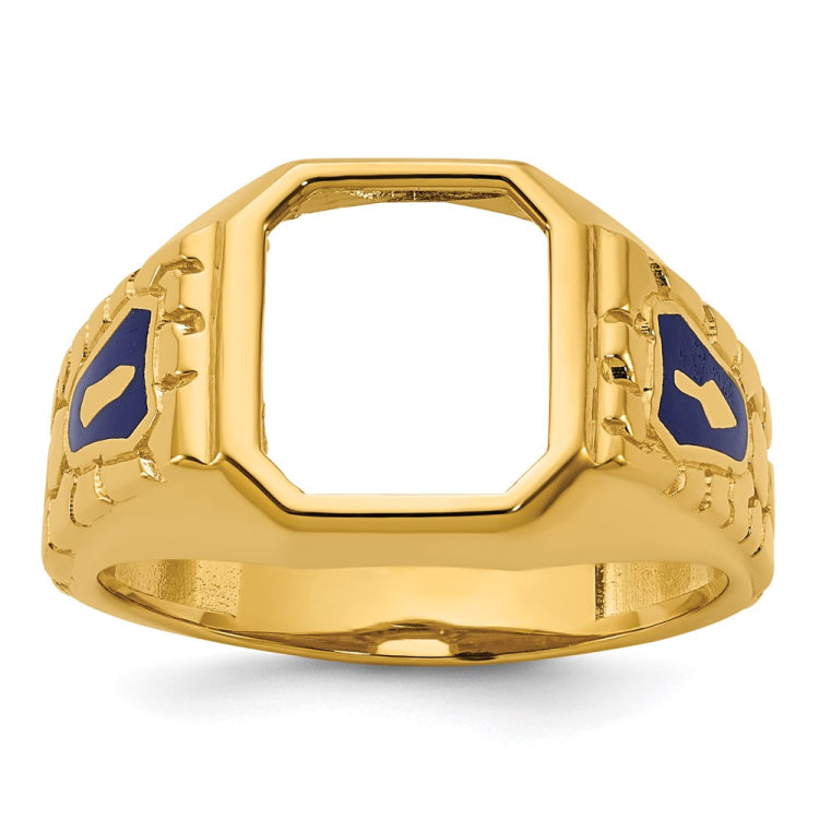 IBGoodman 14k Men's Polished and Textured Blue Lodge Master Masonic Ring Mounting