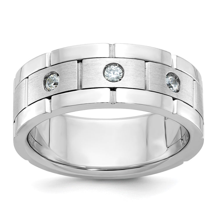 Men's White Gold .15ct tw Diamond Band with Soft Satin Finish Mounting
