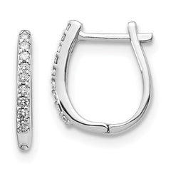 14k White Gold 1/10 carat Diamond Hinged Hoop Earrings