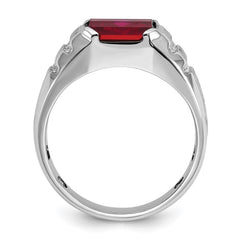 14k White Gold IBGoodman Men's Cr. Ruby and Diamond Complete Ring
