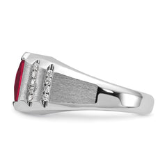 14k White Gold IBGoodman Men's Cr. Ruby and Diamond Complete Ring