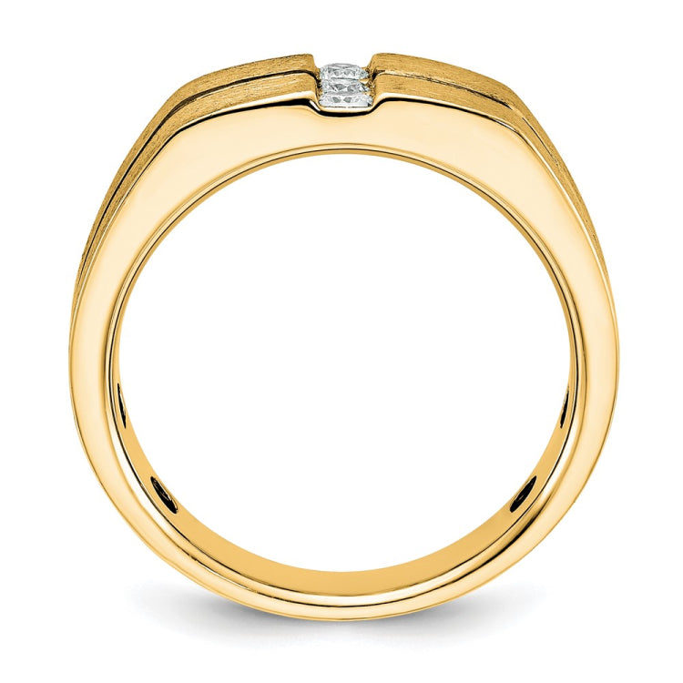 Men's YG Ring with Satin Finish and Black Rhodium Accent Mounting