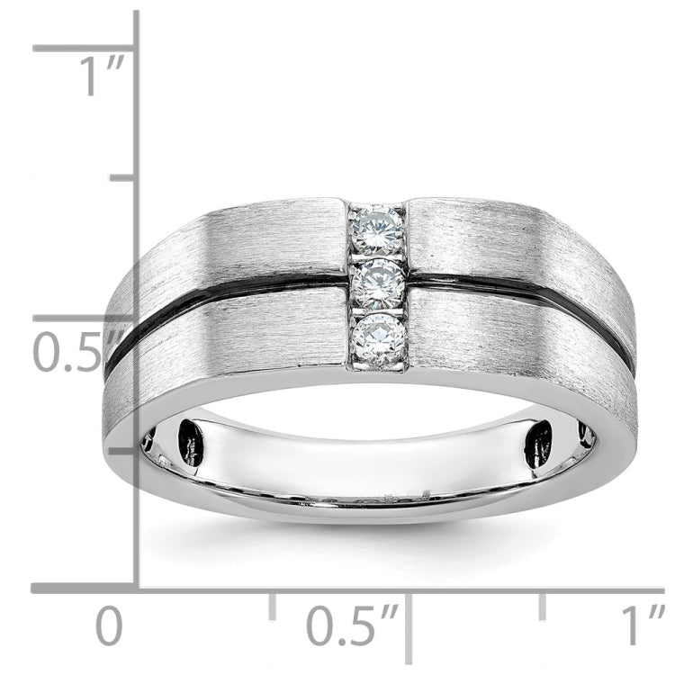 Men's YG Ring with Satin Finish and Black Rhodium Accent Mounting