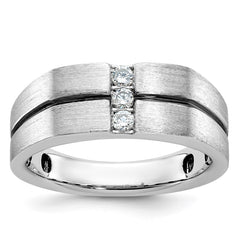 Men's WG Ring with Satin Finish and Black Rhodium Accent Mounting