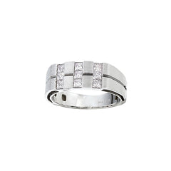 Men's White Gold .90ct tw PrincessCut Diamond Ring with Satin Finish Mounti