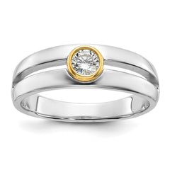 IBGoodman 14k Two-tone Men's Polished and Cut-Out Bezel Set Solitaire 3/8 Carat BB Quality Diamond Ring