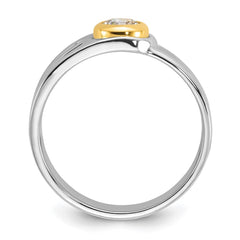 IBGoodman 14k Two-tone Men's Polished and Cut-Out Bezel Set Solitaire Ring Mounting