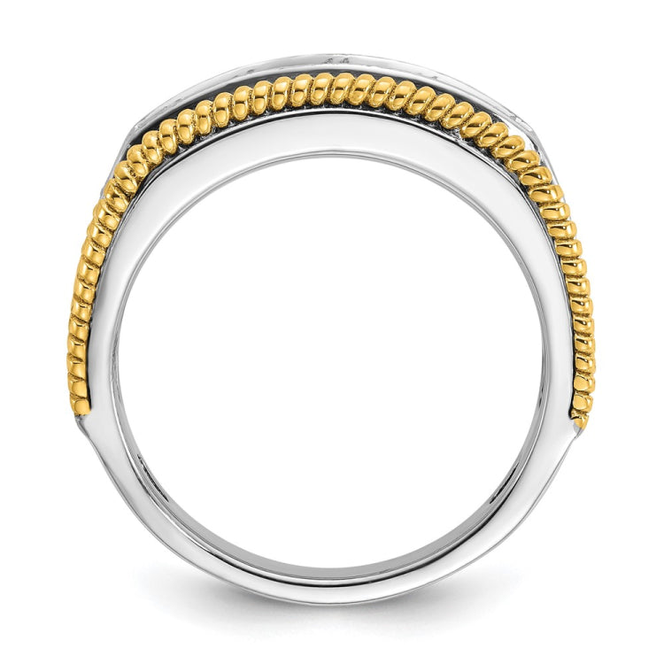 IBGoodman 14k Two-tone Men's Polished Satin and Textured 5-Stone Ring Mounting