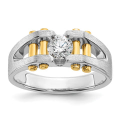IBGoodman 14k Two-tone Men's Polished Satin and Cut-Out 3/8 Carat AA Quality Diamond Solitaire Ring