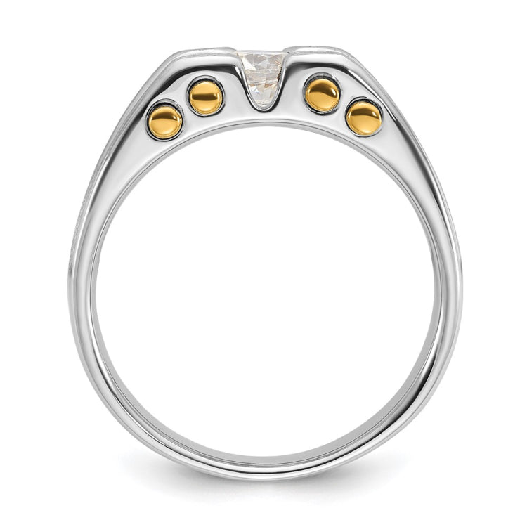 IBGoodman 14k Two-tone Men's Polished Satin and Cut-Out 3/8 Carat AA Quality Diamond Solitaire Ring