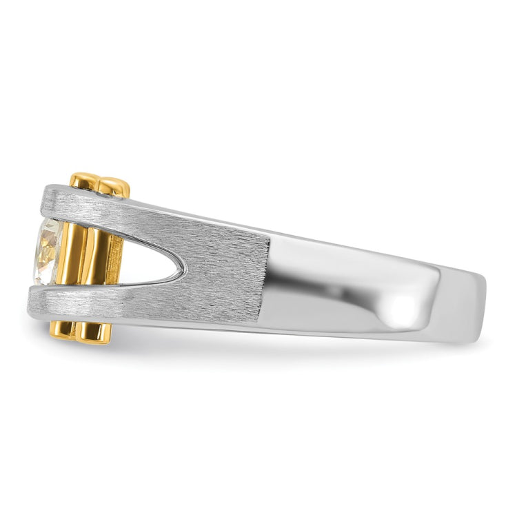 IBGoodman 14k Two-tone Men's Polished Satin and Cut-Out 3/8 Carat AA Quality Diamond Solitaire Ring