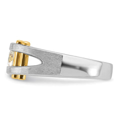 IBGoodman 14k Two-tone Men's Polished Satin and Cut-Out 3/8 Carat AA Quality Diamond Solitaire Ring