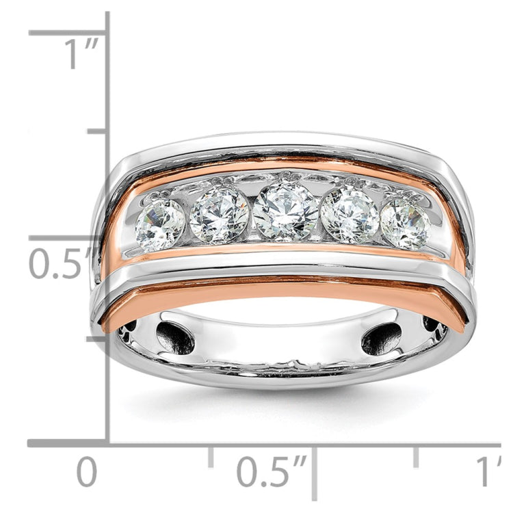 Men's White/Rose Gold Wedding Band with All Bright Finish Mounting