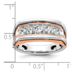 Men's White/Rose Gold Wedding Band with All Bright Finish Mounting