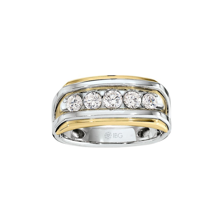 Men's Two-Tone Gold Wedding Band with All Bright Finish Mounting